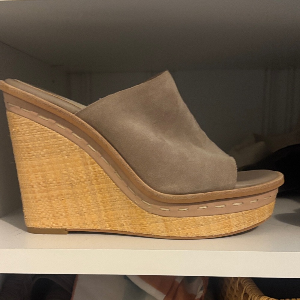 Dolce Vita Tan and Cream Wedge Sandals
